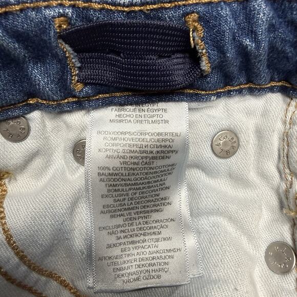 Polo Ralph Lauren Jean Shorts Girls Small 7 Blue Logo Panels Adjustable Cotton - Picture 4 of 6